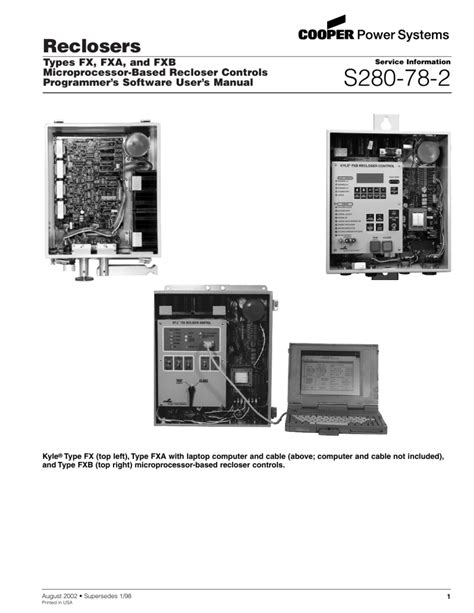 S280-78-2 Reclosers Types FX, FXA, and FXB Microprocessor-Based Recloser Controls