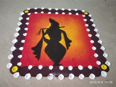 Krishna janmashtami Rangoli design | Free hand rangoli design, Easy rangoli designs diwali ...