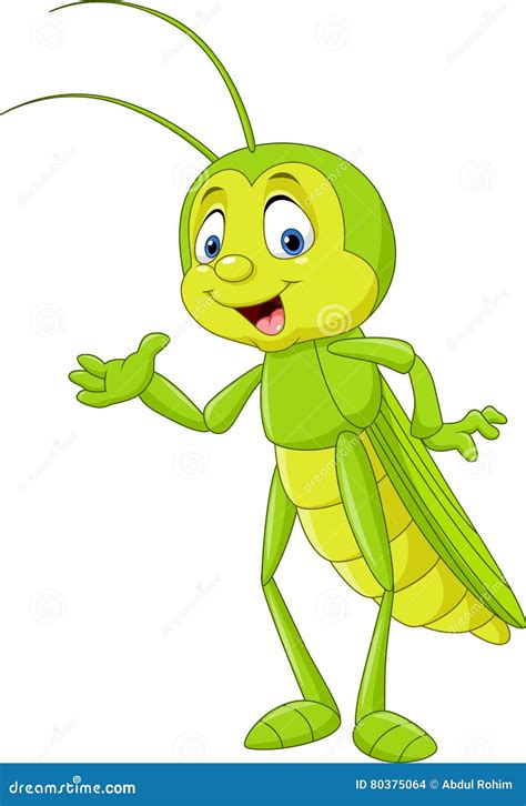 Cartoon Grasshopper Presenting Stock Vector - Illustration of smile, waving: 80375064
