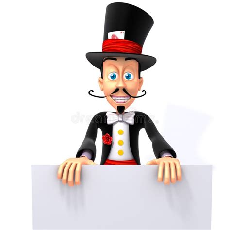 Magician with White Panel 3d Illustration Stock Illustration ...