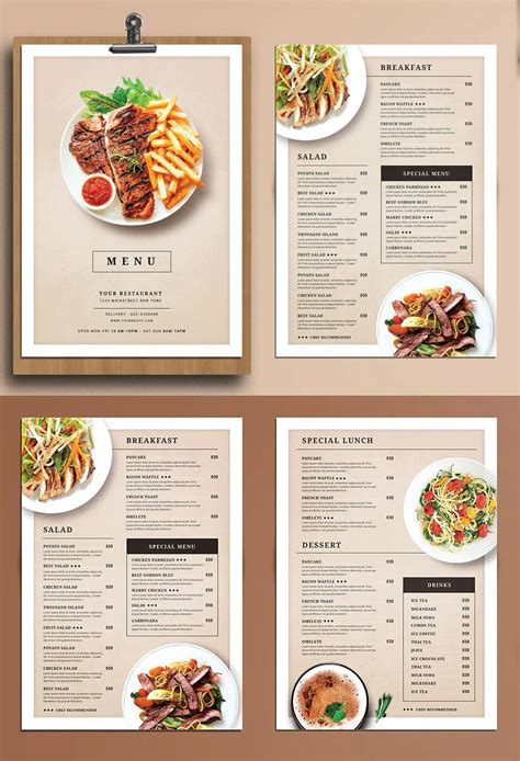 Modern Restaurant Food Menu Template PSD | Food menu design, Food menu ...