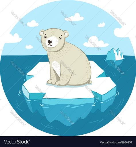 Polar Bear On Iceberg Cartoon Clipart