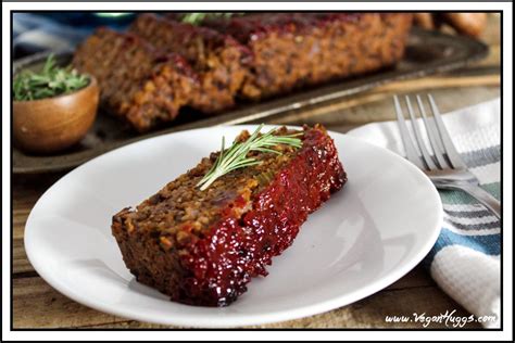 Mushroom-Walnut Meatless Loaf w/ Ketchup Glaze - Vegan Meatloaf - GF