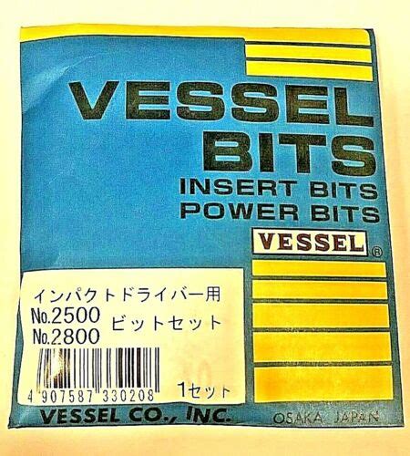 VESSEL Impact Screwdriver Bits Heavy Duty 4 Pcs JIS Set No.2500 Japan ...