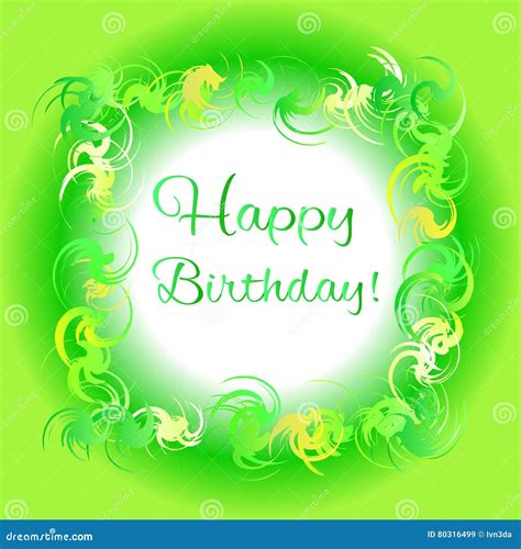 Happy Birthday Green Greeting Card Stock Vector - Illustration of ...