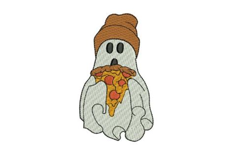 Ghost with Pizza Slice · Creative Fabrica