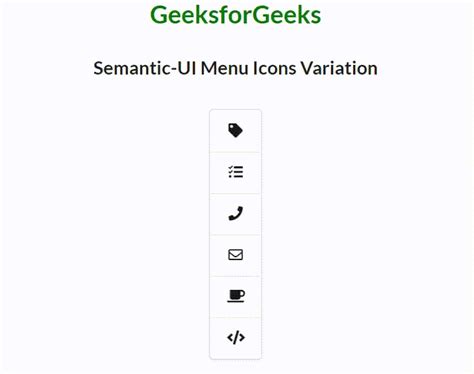 Semantic-UI Menu Icons Variation - GeeksforGeeks