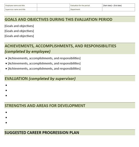 Evaluation Chart Templates