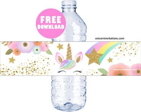 FREE Printable Unicorn Water Bottle Labels template 🦄 | Water bottle labels free, Printable ...