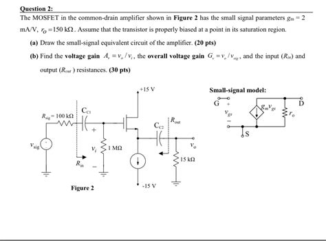 Solved Question 2: The MOSFET in the common-drain amplifier | Chegg.com