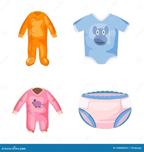 Baby Clothes Icon Set, Cartoon Style Stock Vector - Illustration of pajamas, body: 108848264