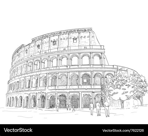 Drawing roman colosseum Royalty Free Vector Image