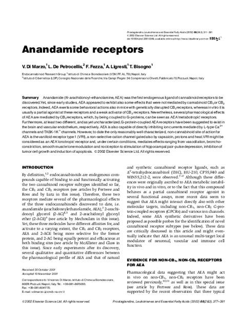 (PDF) Anandamide receptors | Alessia Ligresti - Academia.edu