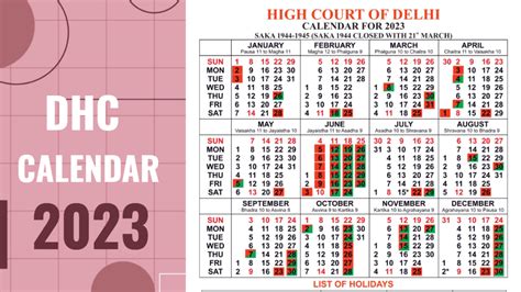 Delhi High Court Calendar 2023 | Infipark.com