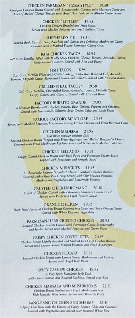 The Cheesecake Factory menu – SLC menu