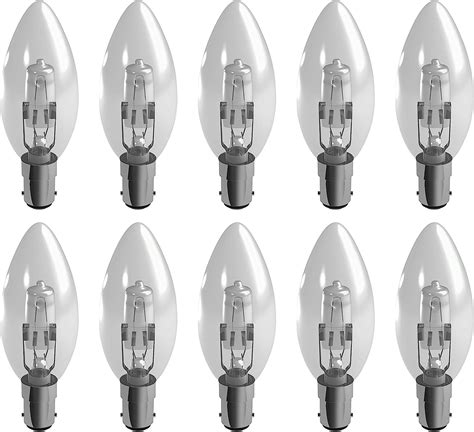 Duracell B15 42W Candle Eco Halogen Dimmable SBC Small Bayonet Cap Light Bulb, Equivalent to 55W ...