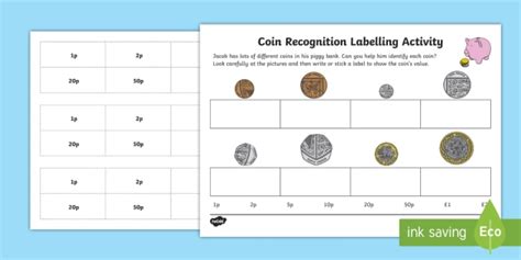 Coin Recognition Labeling Activity Sheet (Teacher-Made)