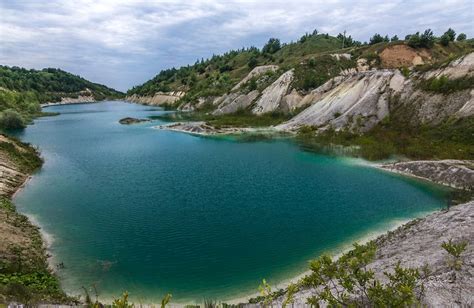 Man-made lake in the village of Krasnoselsky in the Grodno region ...