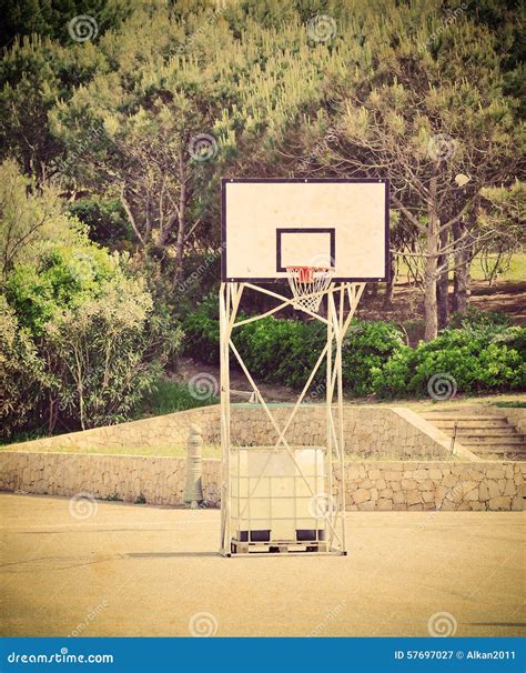 Basketball Hoop in a Vintage Playground Stock Image - Image of coastline, mediterranean: 57697027