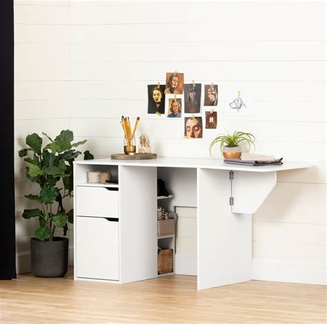 South Shore Crea Small, Wide, Adjustable Work Craft Table Desk, White - Walmart.com