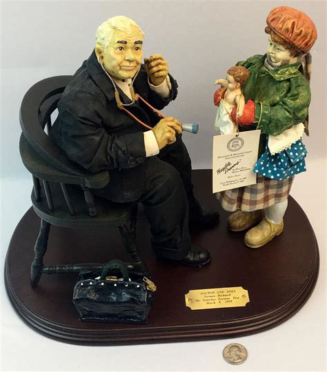 Lot - Vintage 1989 Norman Rockwell Saturday Evening Post "Doctor and Doll" Clothtique Figurine