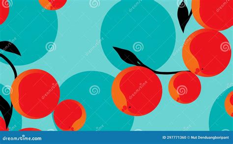 Cherry Red and Mint Green Retro Pop Art Pattern Bold and Vibrant Stock Illustration ...
