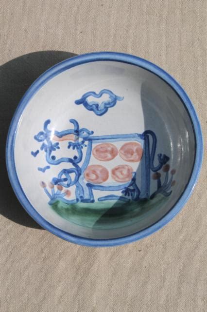 M A Hadley Louisville stoneware hand-painted farm animals pottery plates & bowls