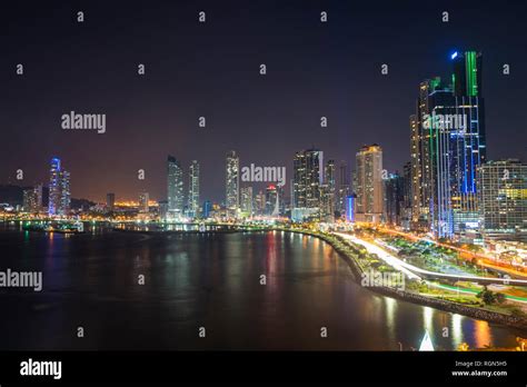 Panama, Panama City, skyline at night Stock Photo - Alamy