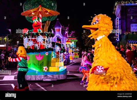 Orlando, Florida . December 21, 2019. Big Bird and Bert Sesame Street Christmas Parade at ...