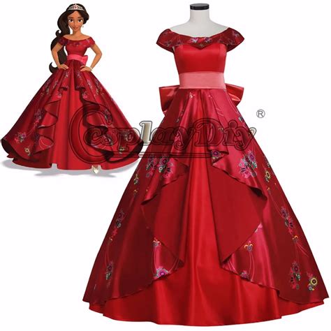 Elena of Avalor Princess Elena Cosplay Costume Red Luxury Fancy Princess Dress Halloween ...