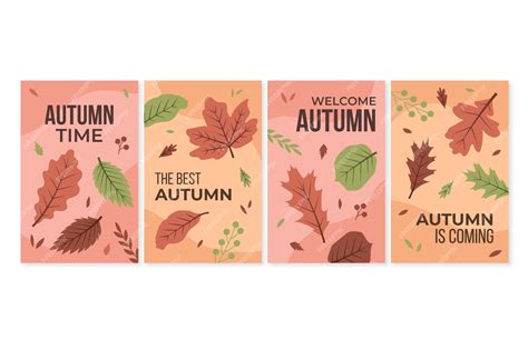 Premium Vector | Autumn cards collection