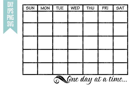 Monthly Calendar Template - One day at a time - Vector Clip Art ...