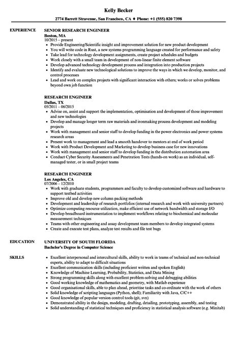 Research Engineer Resume Samples | Velvet Jobs