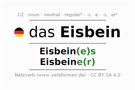 Declension German "Eisbein" - All cases of the noun, plural, article | Netzverb Dictionary