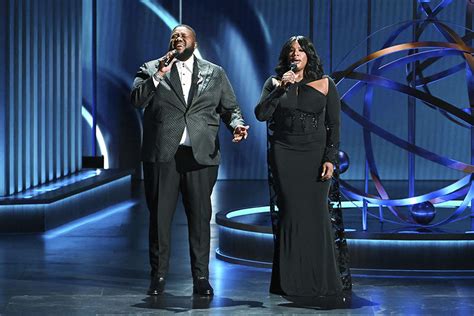 Michael Trotter Jr. and Tanya Trotter on stage at the 75th Emmy Awards | Television Academy