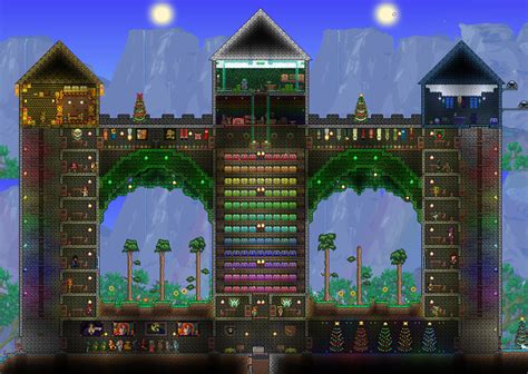 The Three Terrarians — This is our home base in our hardmode world. We...