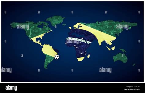 world map covered with the Brazilian flag Stock Photo - Alamy