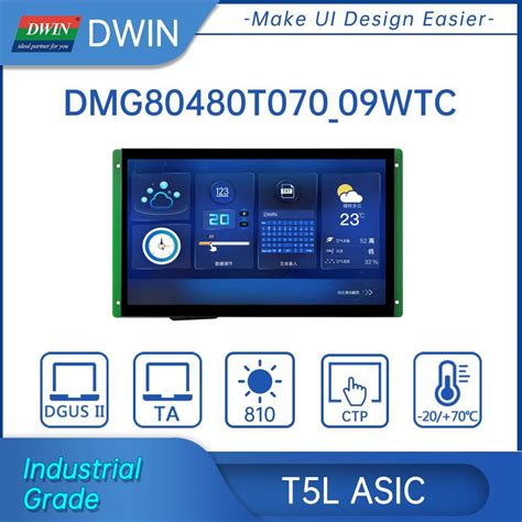 Dwin 7inch Industry HMI LCD Display Module 800*480 Intelligent TFT Monitor with Touch Screen ...