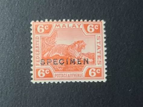 MALAYA STRAITS SETTLEMENTS Malay Federated States Specimen Stamp 6c Tiger Mint $11.99 - PicClick