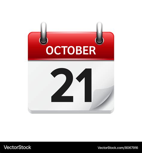 October 21 flat daily calendar icon date Vector Image