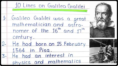 10 Lines Essay on Galileo Galilei | Galileo Galilei 10 Points | Galileo ...