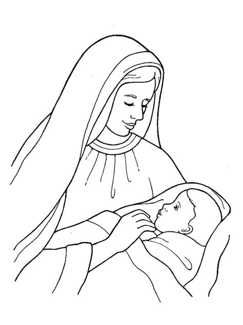 mary holding jesus black and white clipart Christ Child Drawing Clip ...