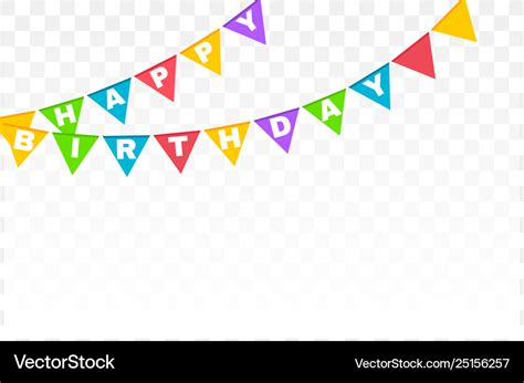 Happy birthday banner with colorful flags Vector Image