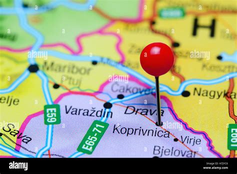 Koprivnica pinned on a map of Croatia Stock Photo - Alamy