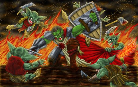 Half-Orc Paladin vs. Goblins by AndrewDeFelice on DeviantArt