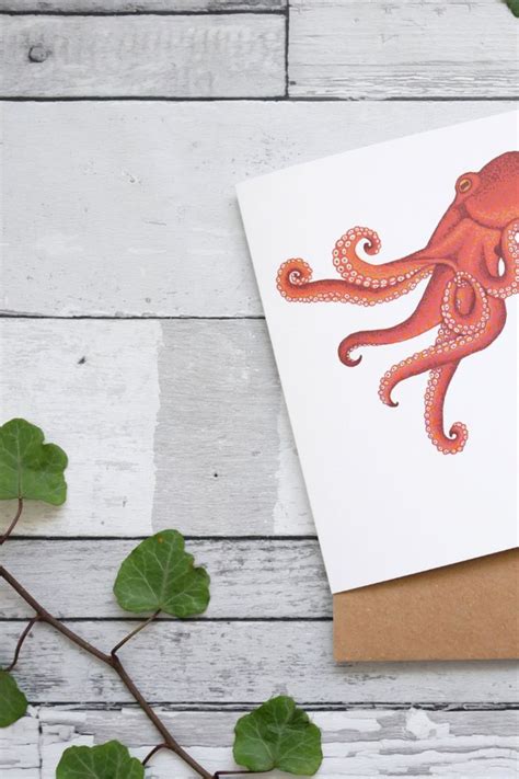 Illustrated Octopus Card - Recycled Greetings Card - Blank Inside | Octopus card, Greeting cards ...