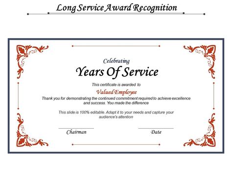 Certificate Of Years Of Service Template - Certificate of Appreciation Years of Service Template ...