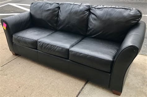 Uhuru Furniture & Collectibles: Black Faux Leather Sofa - $275 SOLD