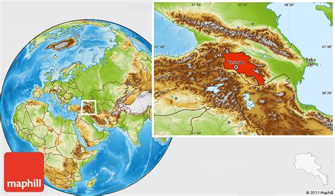 Physical Location Map of Armenia