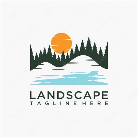 Premium Vector | Forest lake landscape logo design